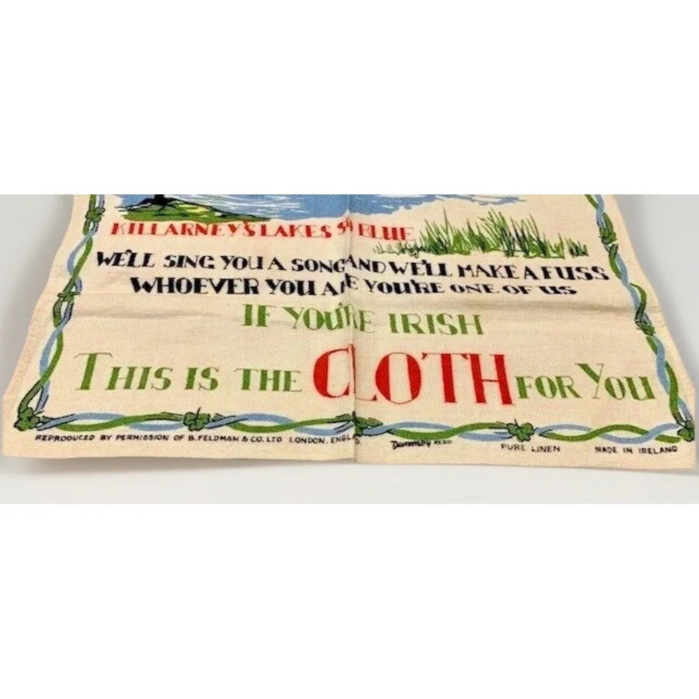 VTG Tea Towel 1950s Ireland Dunmoy Pure Irish Linen Kitchen Kitsch Retro Decor